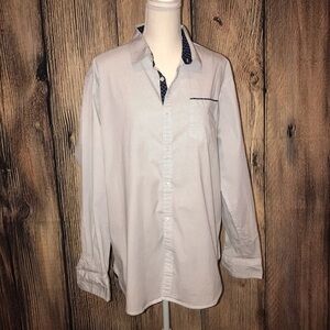 Paper Denim & Cloth XL slim stretch white and blue button up shirt